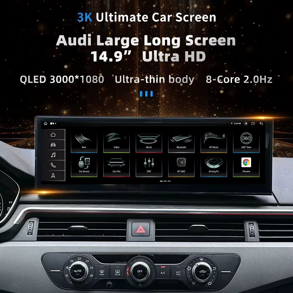 Audi A4 B9 14.9 inç CarPlay Android Auto GPS Navigasyon Multimedya Ekran 2017 2018 2019