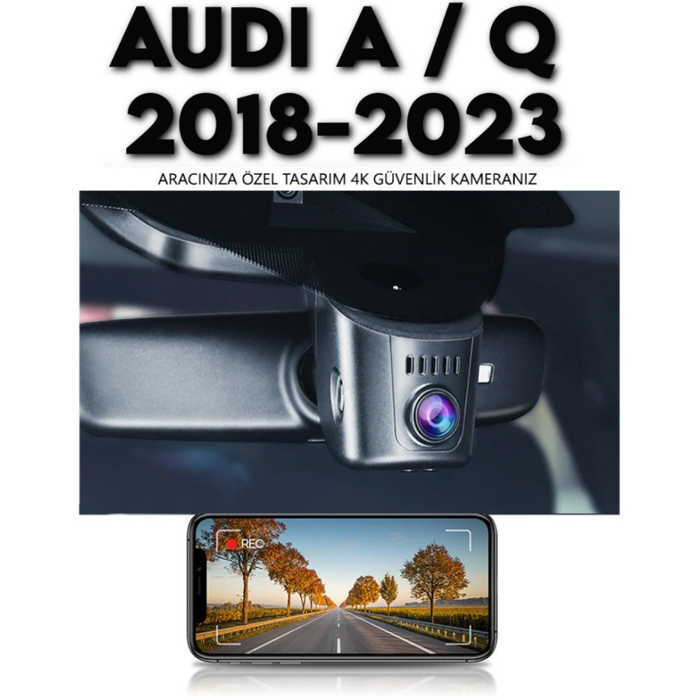 Audi A Q Serisi Modele Araca Özel 4K Araç Kamerası DashCam Model B Gri 2018 2019 2020 2021 2022 2023