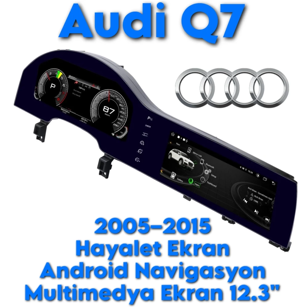 Audi Q7 Dijital Hayalet Göstergeli 12.3 inç Android Multimedya Navigasyon Ekran 2005 2006 2007 2008 2009 2010 2011 2012 2013 2014 2015