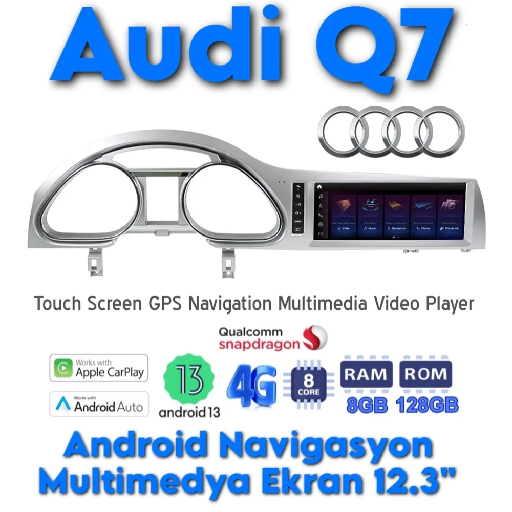 Audi A6L CarPlay Android Multimedya Ekran 8+128GB 10.25 inç Navigasyon Sistemi DSP GPS 2005 2006 2007 2008 2009 2010 2011