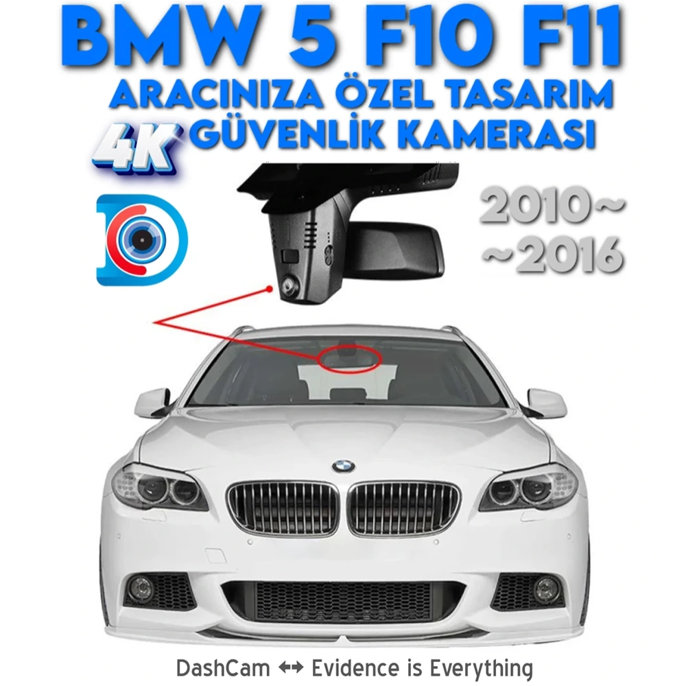 BMW 5 Serisi F10 F11 Modele Özel 4K Araç içi Kamerası DashCam Model A 2010 2011 2012 2013 2014 2015 2016