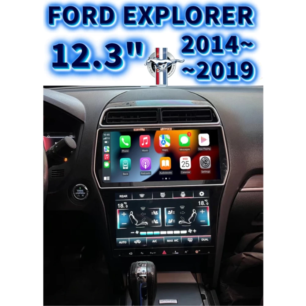 Ford Explorer 12.3 inç CarPlay Android GPS Navigasyon Multimedya Ekran 2014 2015 2016 2017 2018 2019
