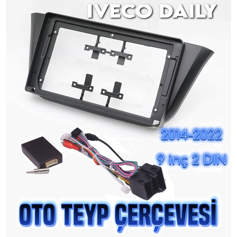 Iveco Daily 2014–2022 Oto Teyp Çerçevesi 9 inç 2DIN Stereo Panel Kablo Tesisatı Güç Kablosu Adaptörü CANBUS Dekoder