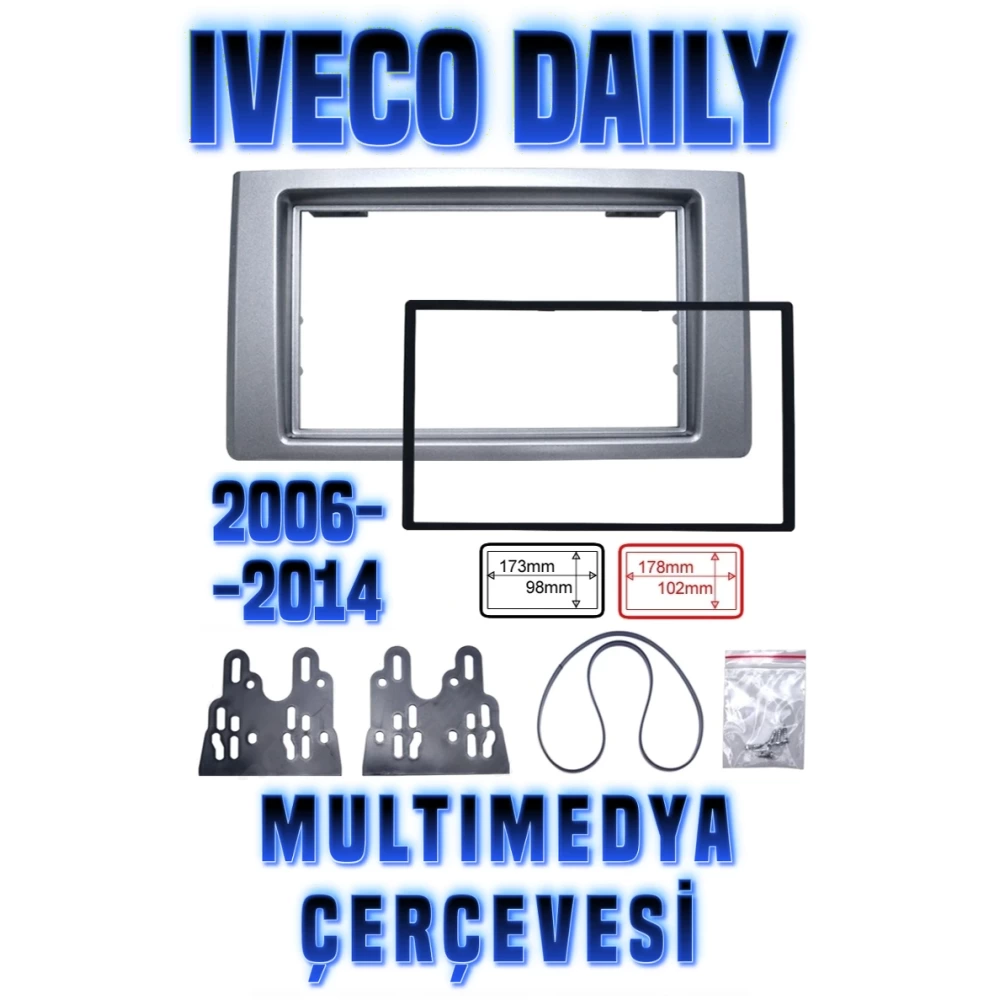 Iveco Daily Oto Teyp Multimedya Ekran Çerçevesi 9 inç 2DIN CD DVD Radyo Fasya Frame Torpido Montaj Kiti Adapte Trim Panel 2006 2007 2008 2009 2010 2011 2012 2013 2014