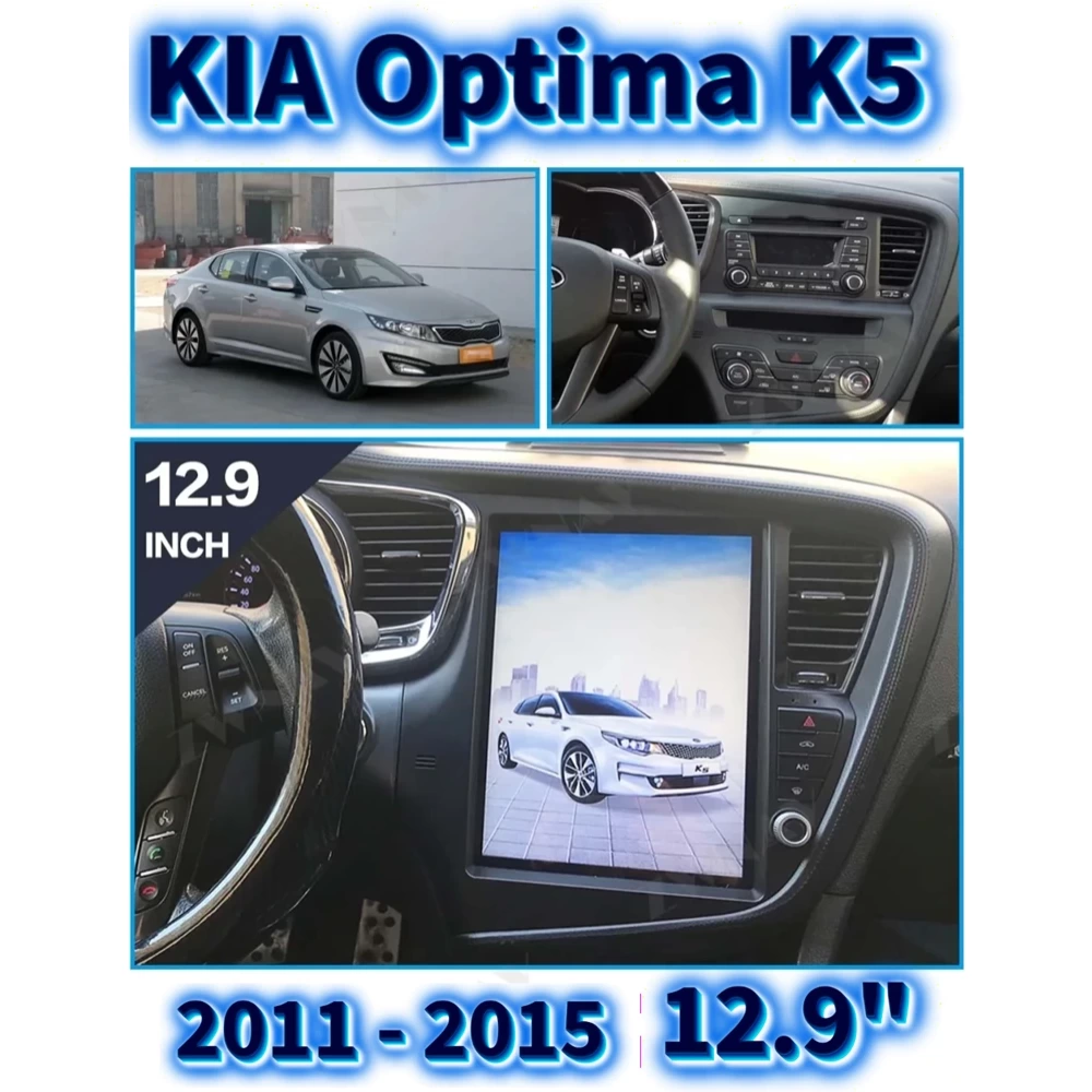 KIA Optima K5 Tesla Stili Dikey Android Multimedya  Ekran Navigasyon Sistemi 2011 2012 2013 2014 2015