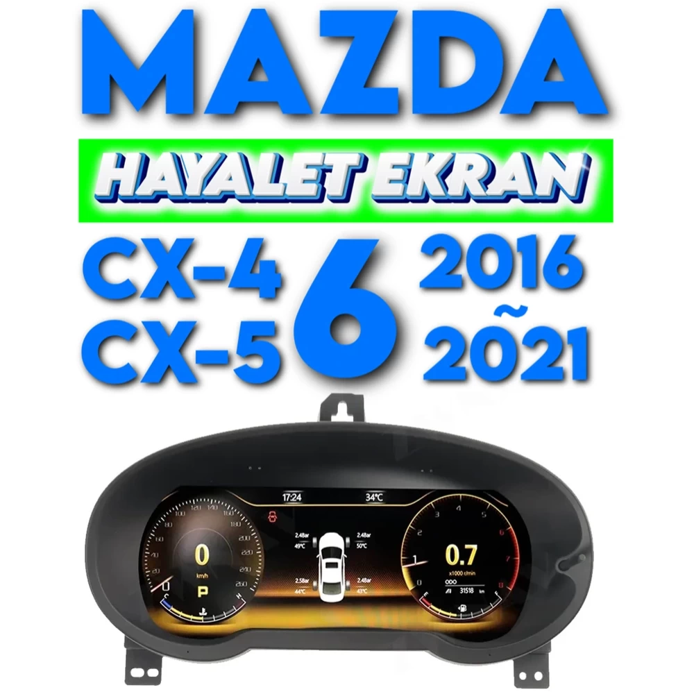 Mazda 6 CX-5 CX-4 Axela Dijital Hayalet Ekran Hız Gösterge Paneli 2016 2017 2018 2019 2020 2021
