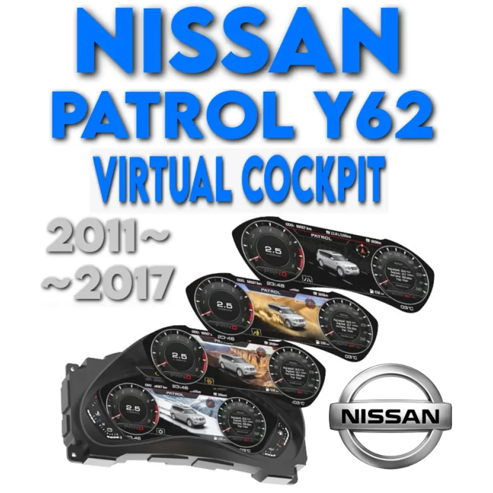 Nissan Patrol Y62 12.3 inç Full LCD Dijital Sanal Hayalet Ekran Hız Gösterge Paneli 2011 2012 2013 2014 2015 2016 2017