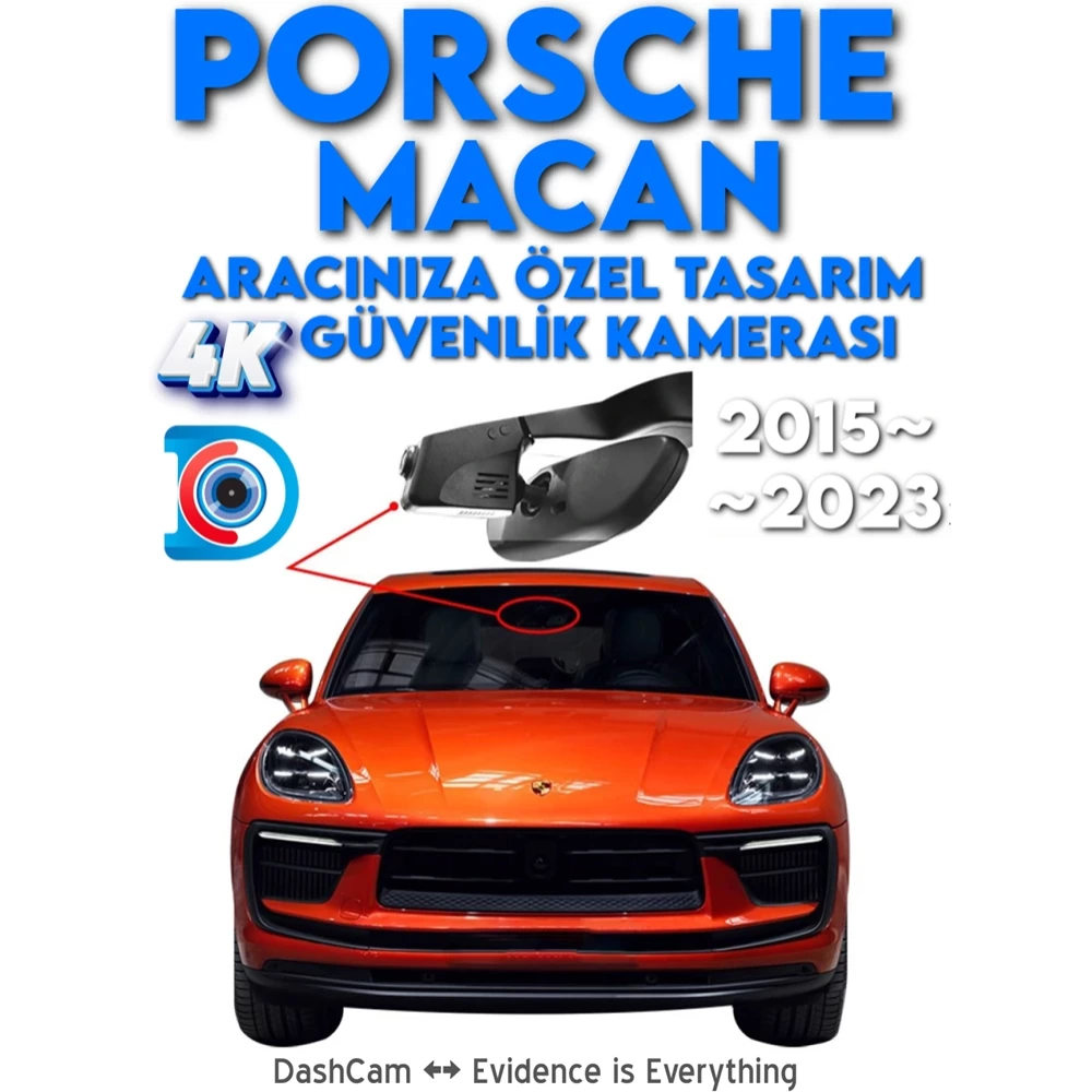 Porsche Macan Modele Özel 4K DashCam Araç İçi Kamerası 2015 2016 2017 2018 2019 2020 2021 2022 2023