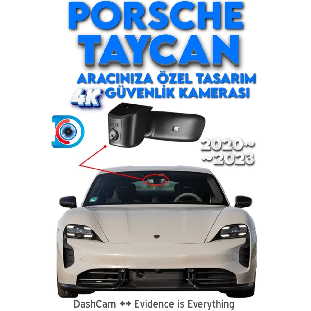 Porsche Taycan Modele Özel 4K Araç içi Kamerası DashCam 2020 2021 2022 2023