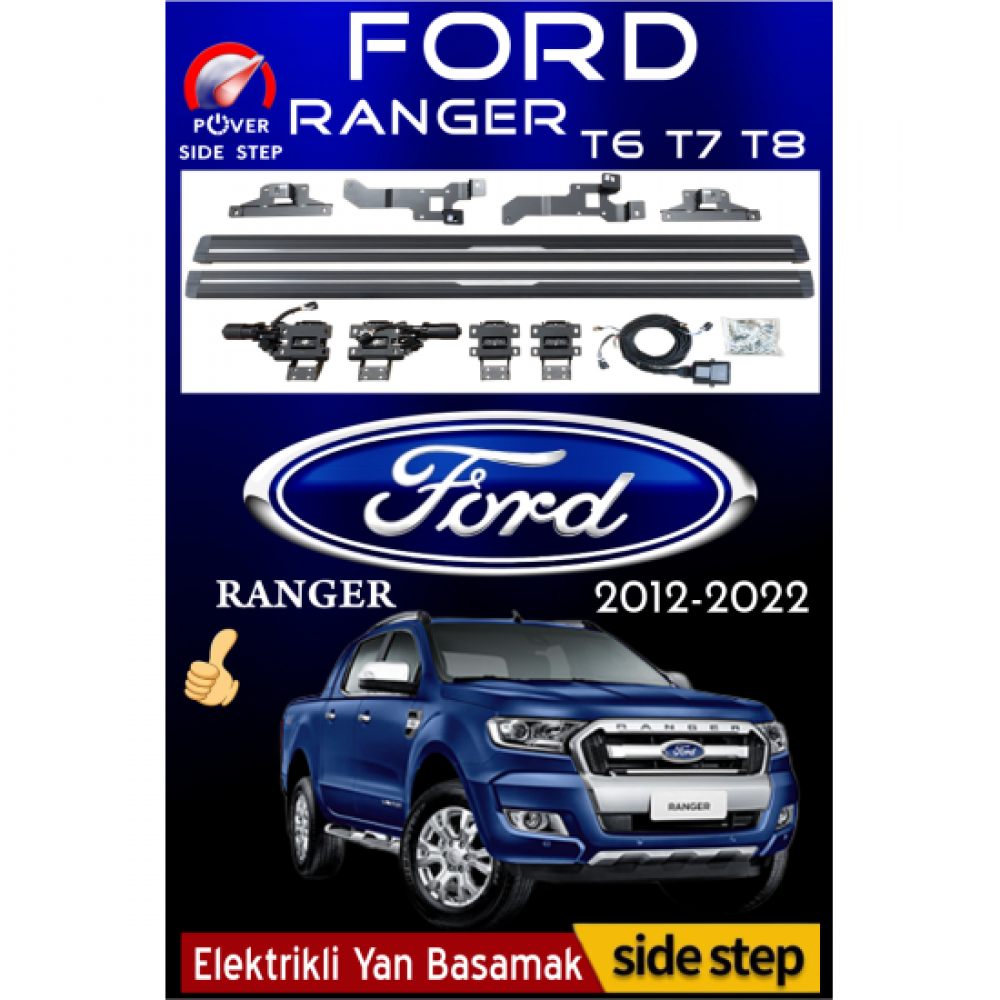 Ford Ranger T6 T7 T8 2012-2022 Otomatik Elektrikli Yan Basamak