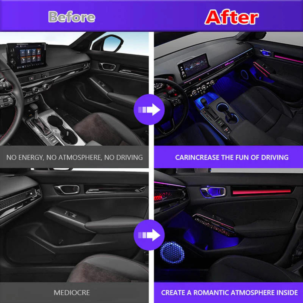 Honda Civic RGB Led Aktif Ortam Işığı Kiti Tweeter Hoparlör Uyumlu Dinamik Aydınlatma Seti 2022 2023