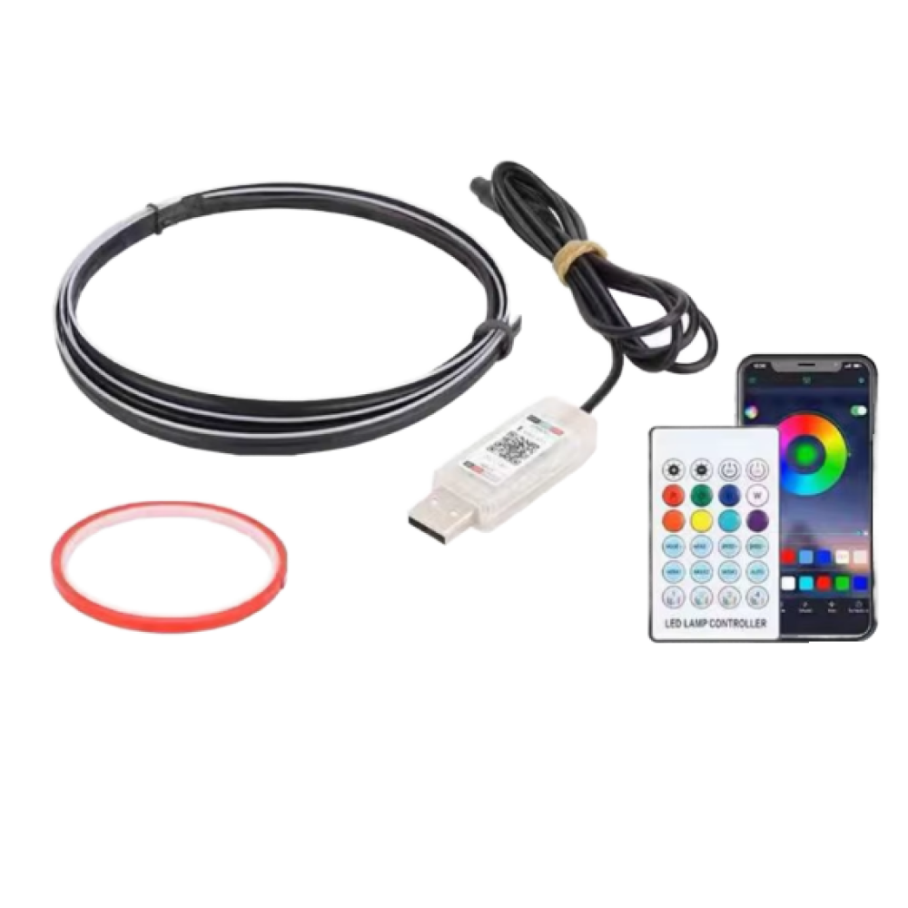 Iridescent Sedef Işık Efekti - USB'li Evrensel Araç İçi LED Aydınlatma - Uzaktan Kumanda ile Kolay Kontrol