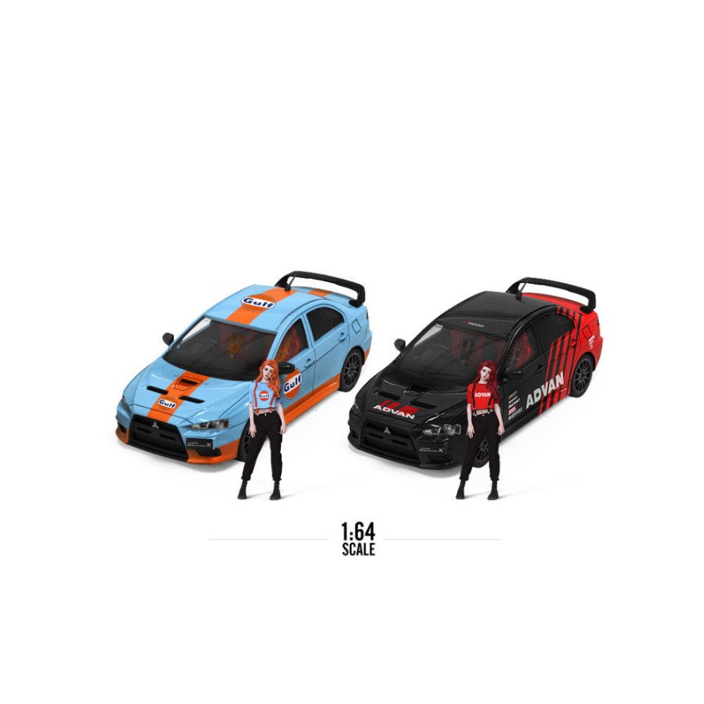 TimeMicro 1/64 Mitsubishi Lancer Evo X ADVAN & Gulf Oil Diecast – Ralli Efsanesi ve İkonik Yarış Tasarımları