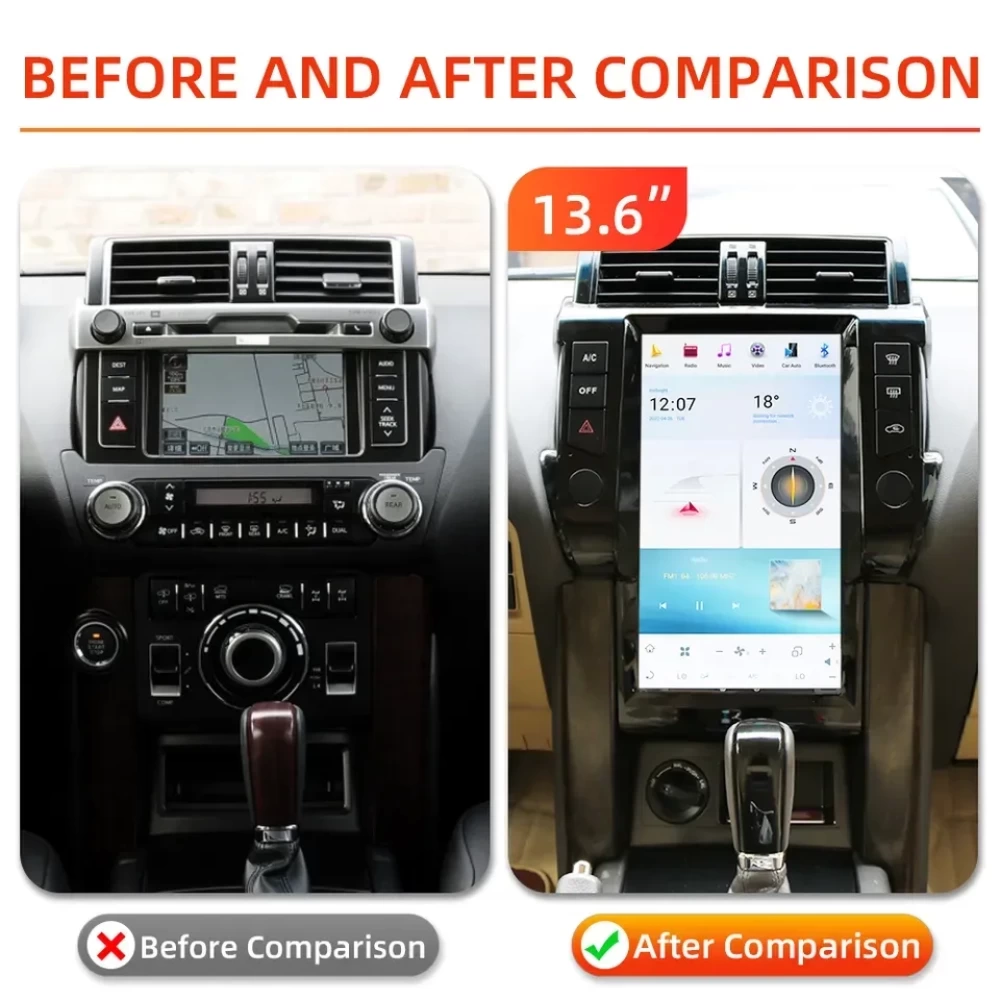 Toyota Land Cruiser Prado 150 (2010-2017) 13.6 İnç Tesla Stil Multimedya Sistemi