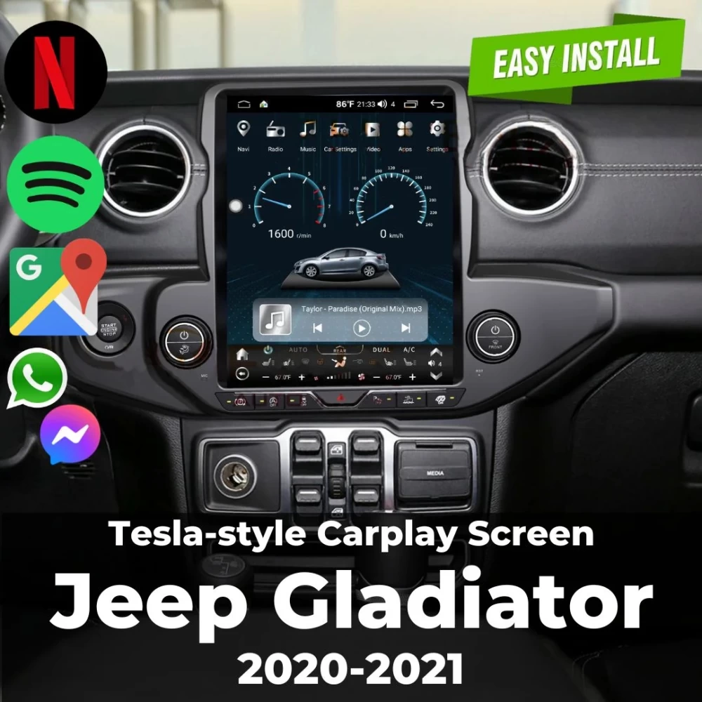 Jeep Gladiator Tesla Dizayn Android Auto Carplay Multimedya Ekran Navigasyon Sistemi 2020 2021