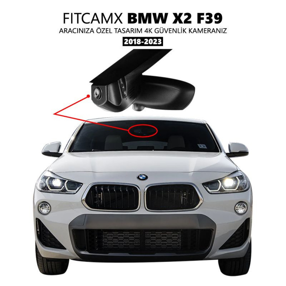BMW X2 F39 Modele Araca Özel OEM Dizayn 4K Araç Kamerası DashCam Model A 2018 2019 2020 2021 2022 2023