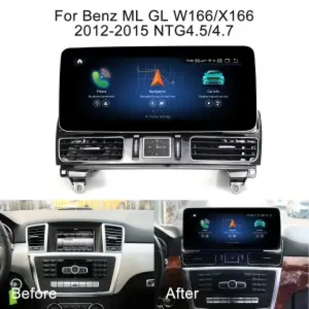 Mercedes Benz ML 166 GL X166 12.3 inch - CarPlay - Android - GPS Navigasyon - Multimedya Ekran 2012-2015