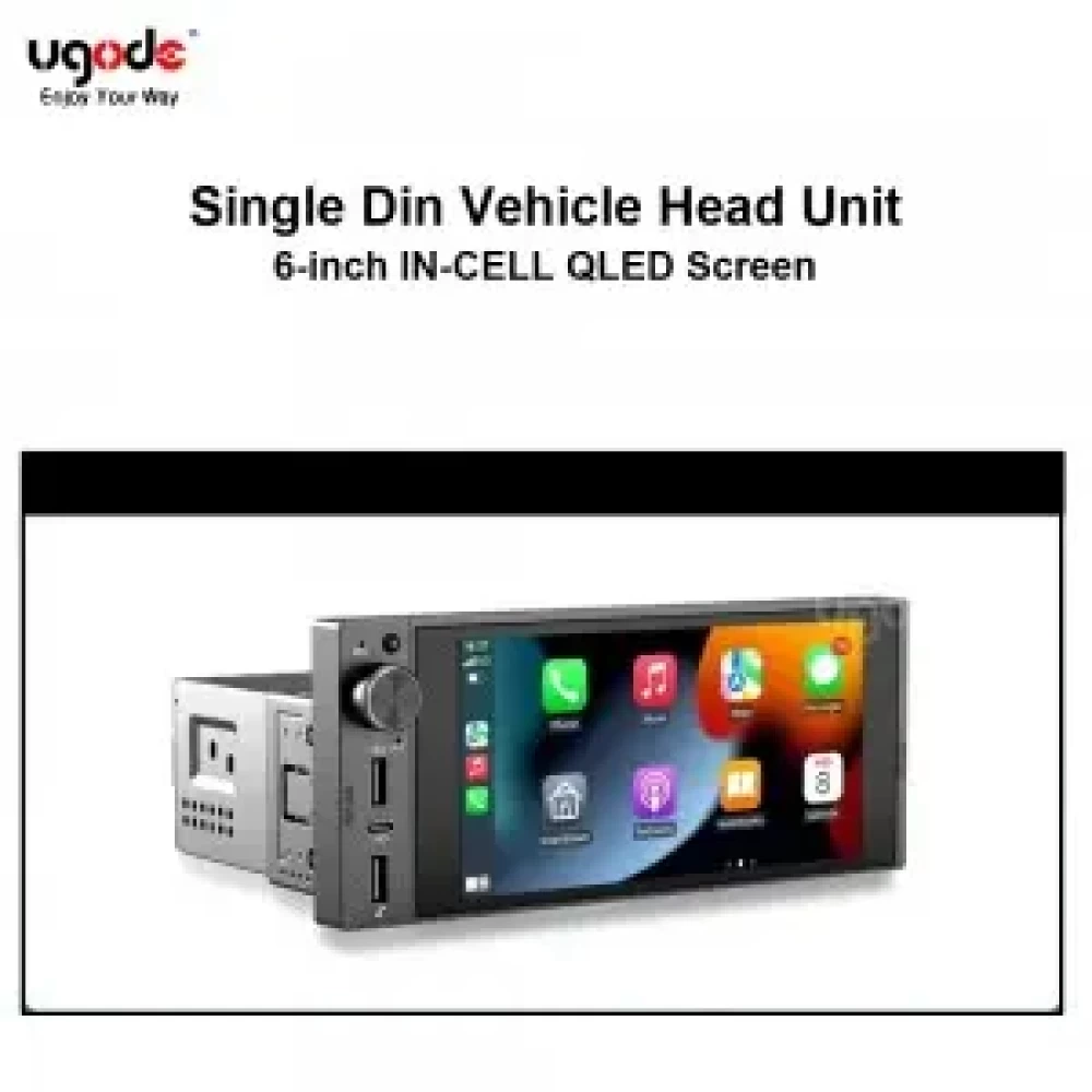 Single Din 6 inch IN-CELL QLED Android CarPlay Oto Multimedya Ünitesi Teyp