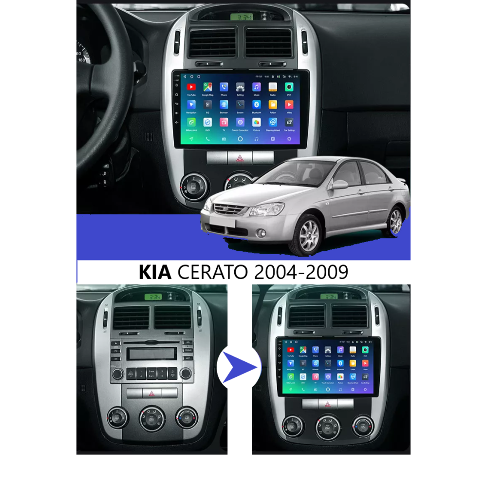 Kia Cerato (2004-2009) | Android Multimedya Navigasyon Sistemi (2GB RAM / 32GB ROM)