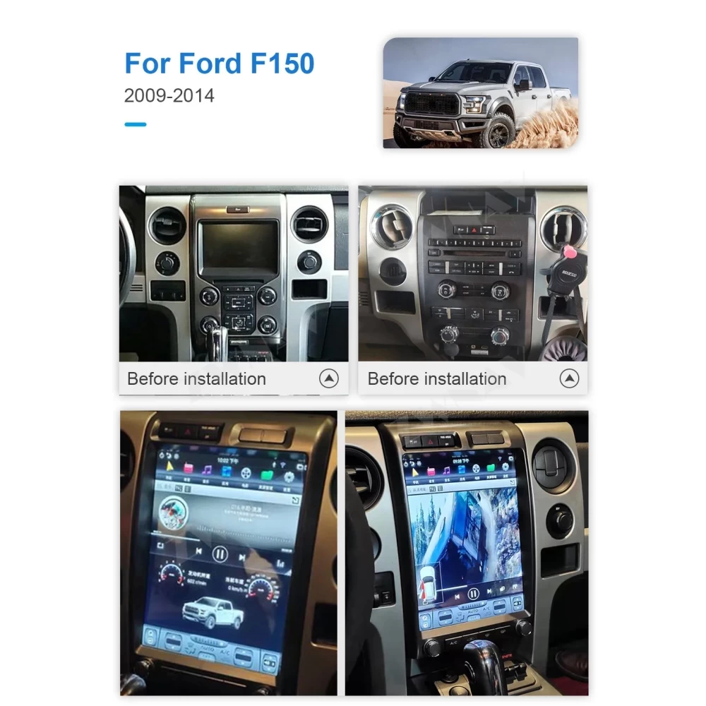 Ford F-150 (2009-2014) 12.1 İnç Tesla Tarzı Android 13.0 Multimedya Sistemi