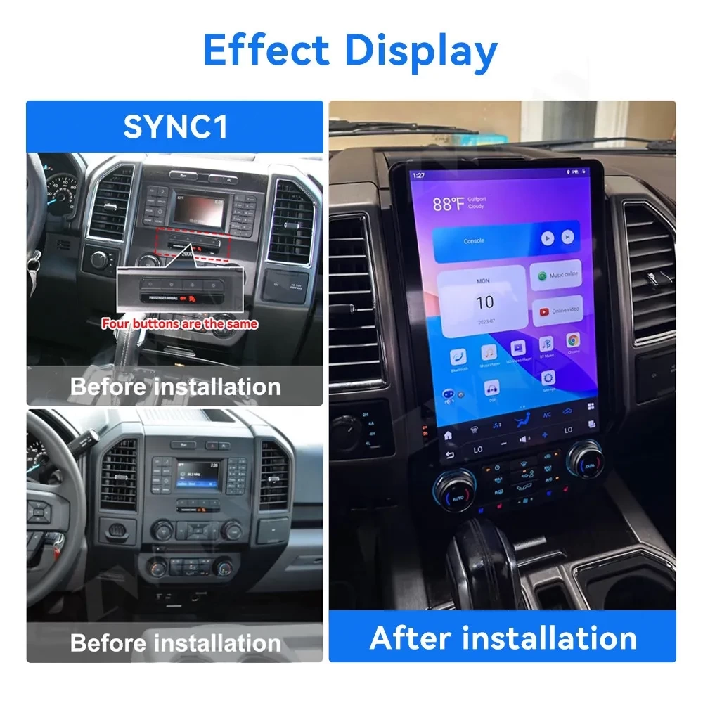 Ford F-150 (2015-2020) 14.4 İnç Tesla Tarzı Android 13.0 Multimedya Sistemi