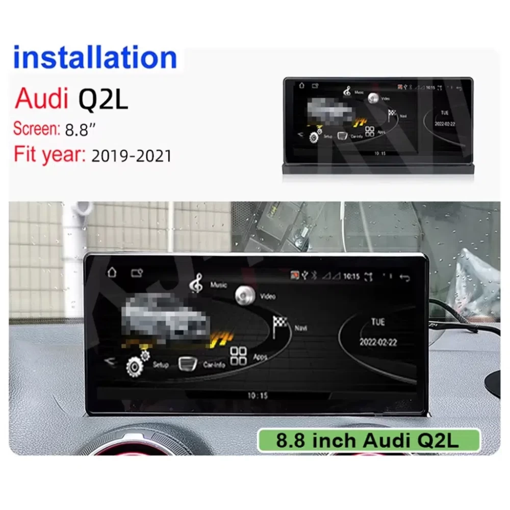Audi Q2L Android Multimedya Sistemi - 8.8 İnç HD Ekran, 8GB RAM + 128GB Hafıza (2019-2021)
