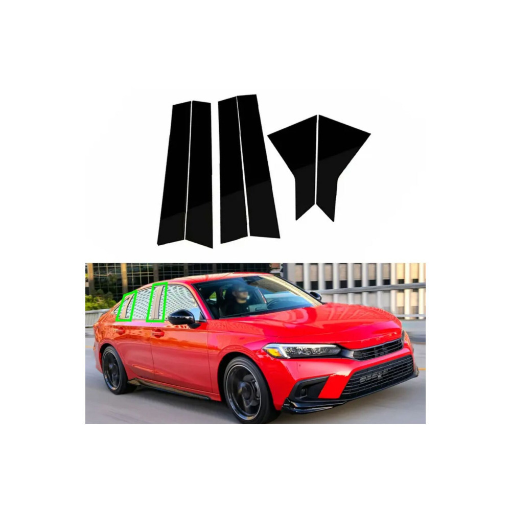  Civic FE1 2022+ için uyumlu Plastik Kapı Direk Kaplama Seti Piano Black