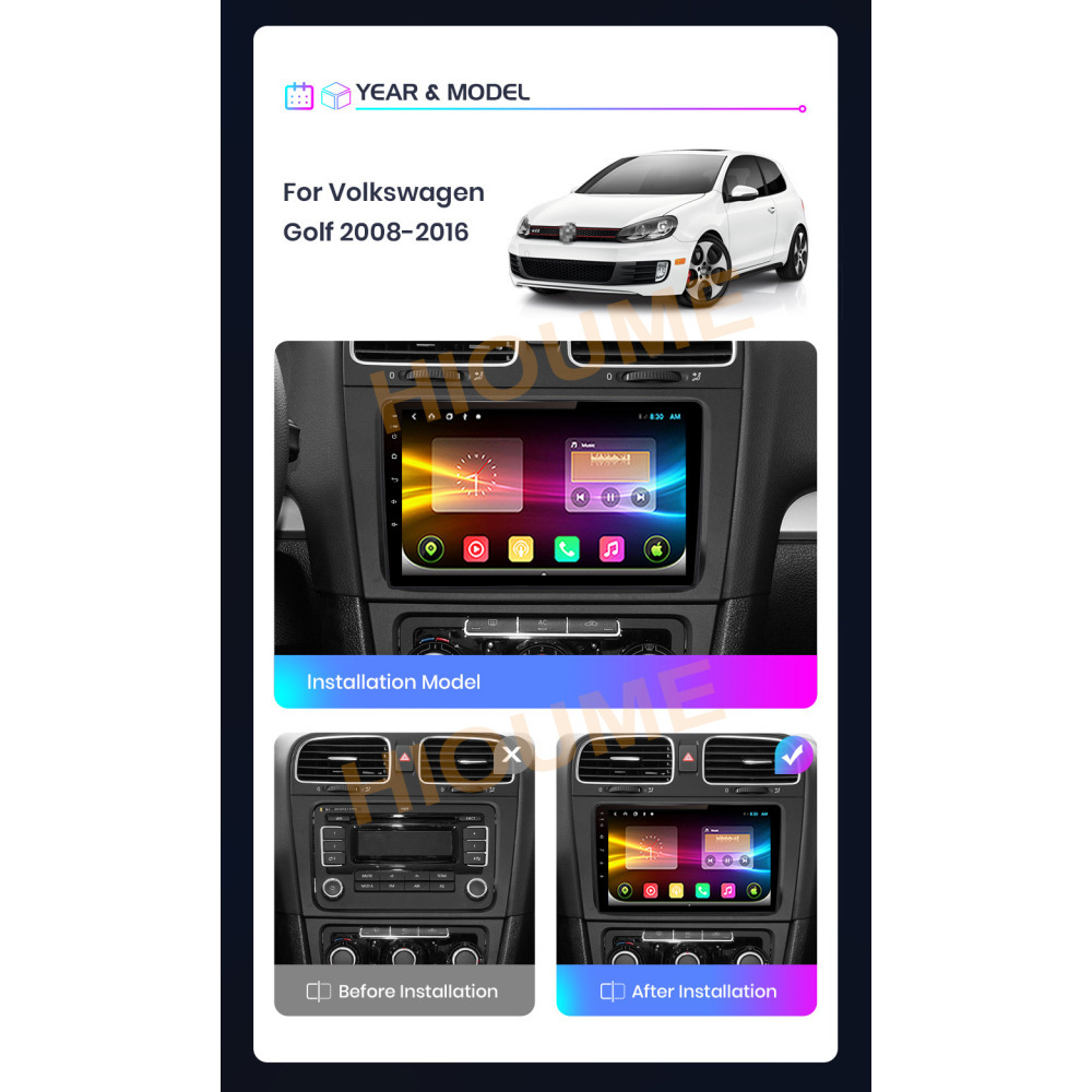 Volkswagen Golf 6 9 inch Android 11 - CarPlay - Android - GPS Navigasyon - Multimedya Ekran 2008-2016