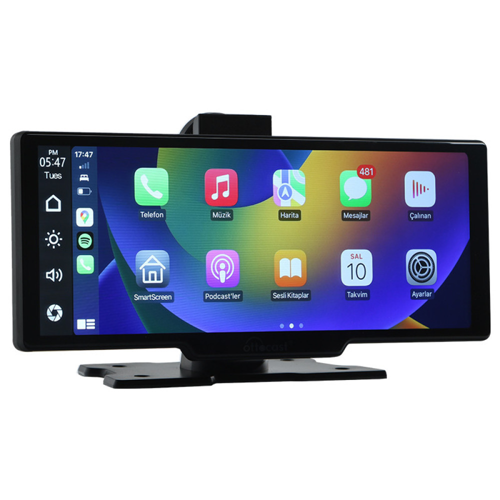 Ottocast 10 Taşınabilir Apple CarPlay Android Auto Ön Arka Kameralı Torpido Üstü Araç Ekranı