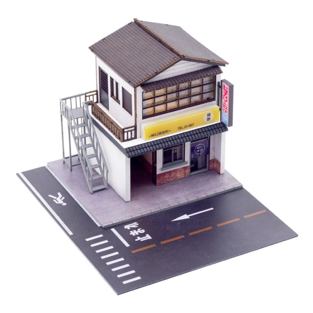 1/64 Ölçekli Japon Stili Izakaya LED Aydınlatmalı Ahşap Diorama – JDM Diecast Koleksiyonunuz İçin Otantik Gece Sahnesi