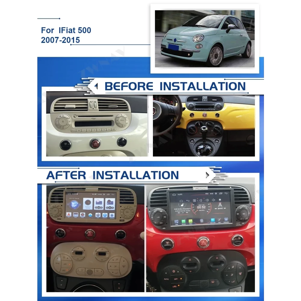 Fiat 500 (2007-2015) Android Multimedya ve Navigasyon Sistemi