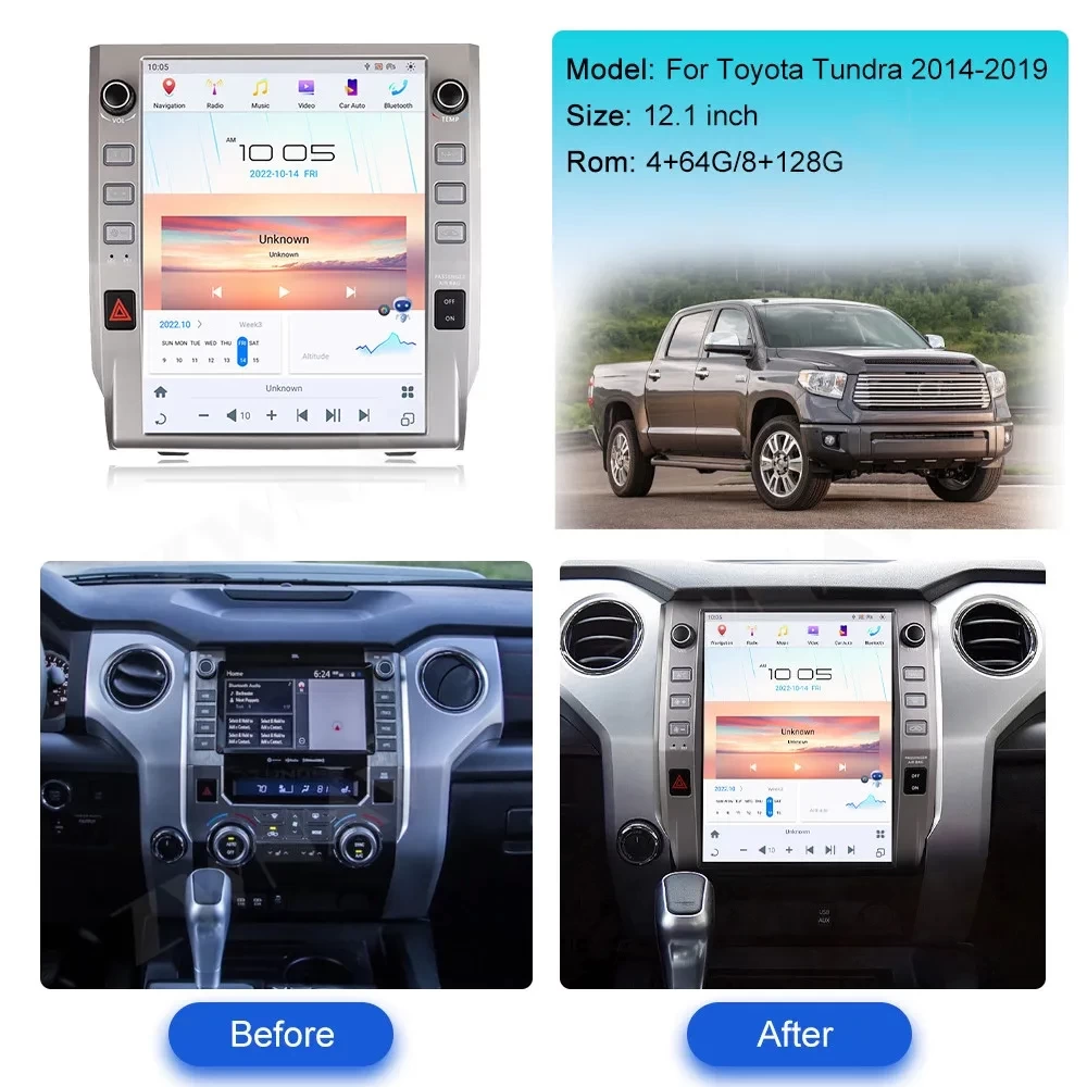 Toyota Tundra (2014-2021) İçin 12.1 İnç Tesla Stil Multimedya Sistemi