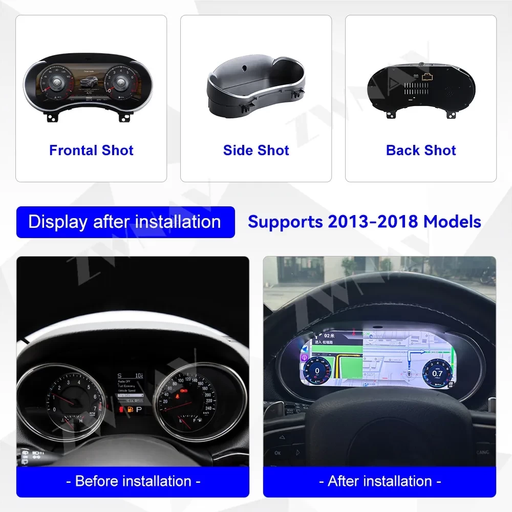 Jeep Cherokee 12.3 inç Dijital Hayalet Ekran Hız Gösterge Paneli Virtual Cockpit 2014 2015 2016 2017 2018 2019 2020 2021 2022 2023