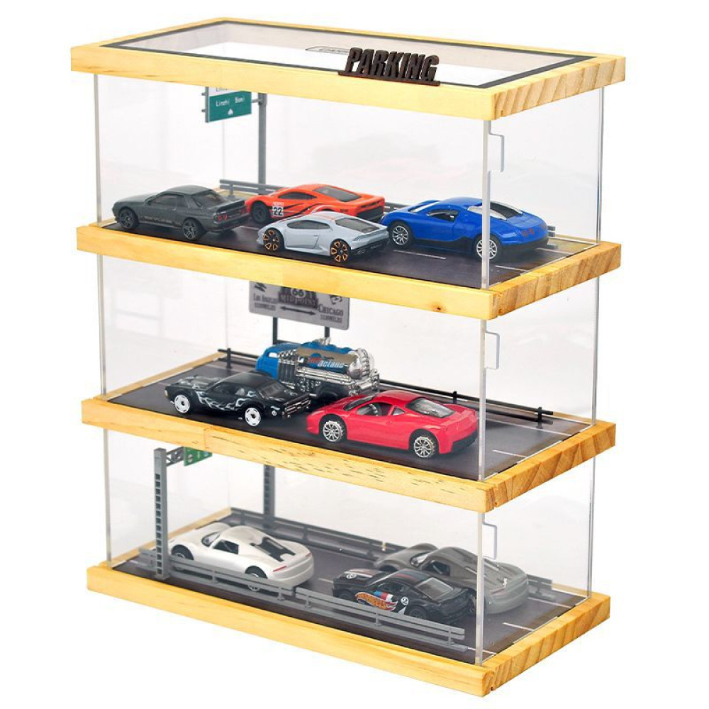 1/64 Ölçekli Akrilik Korumalı Ahşap Diorama – Diecast Koleksiyonunuz İçin Şık ve Doğal Sergi Alanı
