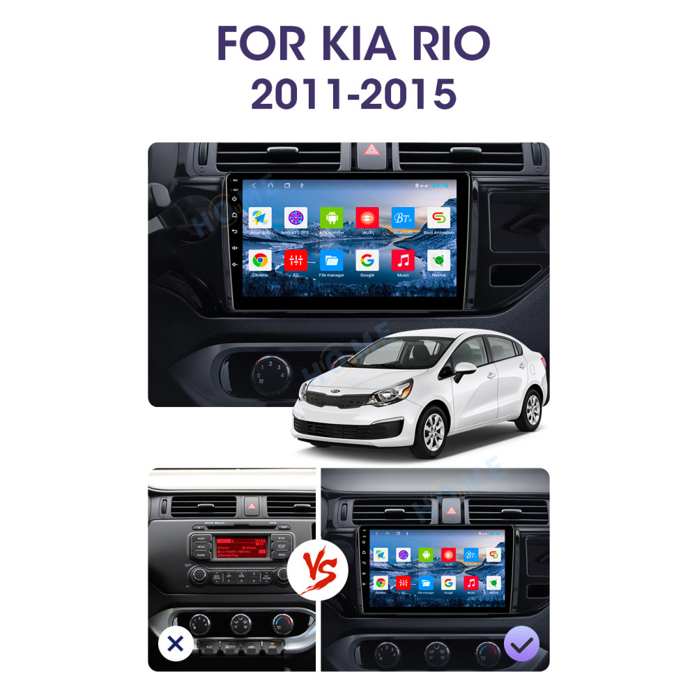 Kia Rio 9 inch Android 14 - CarPlay - Android - GPS Navigasyon - Multimedya Ekran 2011-2015