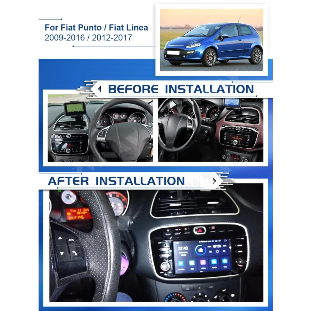 Fiat Punto (2009-2015) & Linea (2012-2015) İçin Android Multimedya & Navigasyon Sistemi