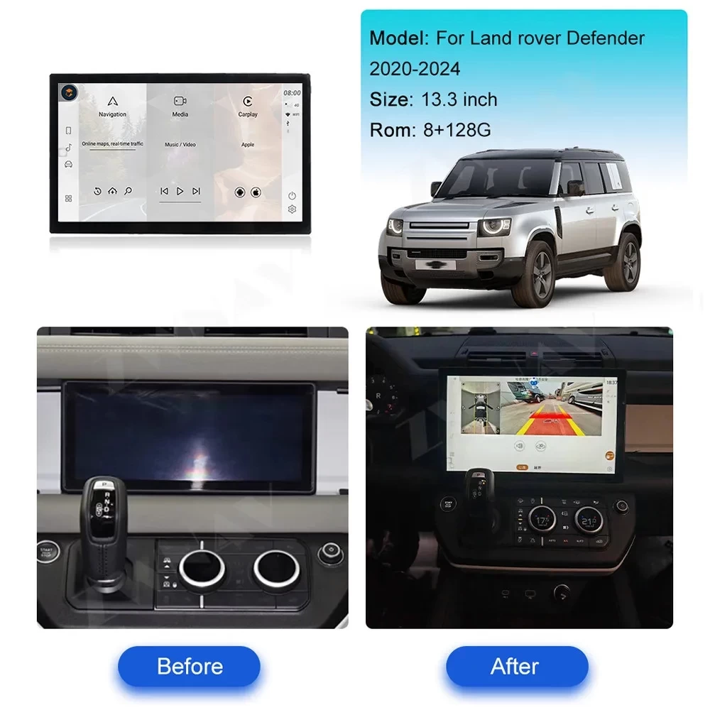 Land Rover Defender (2020-2024) 13.3 inç QLED Android 14.0 Multimedya Sistemi