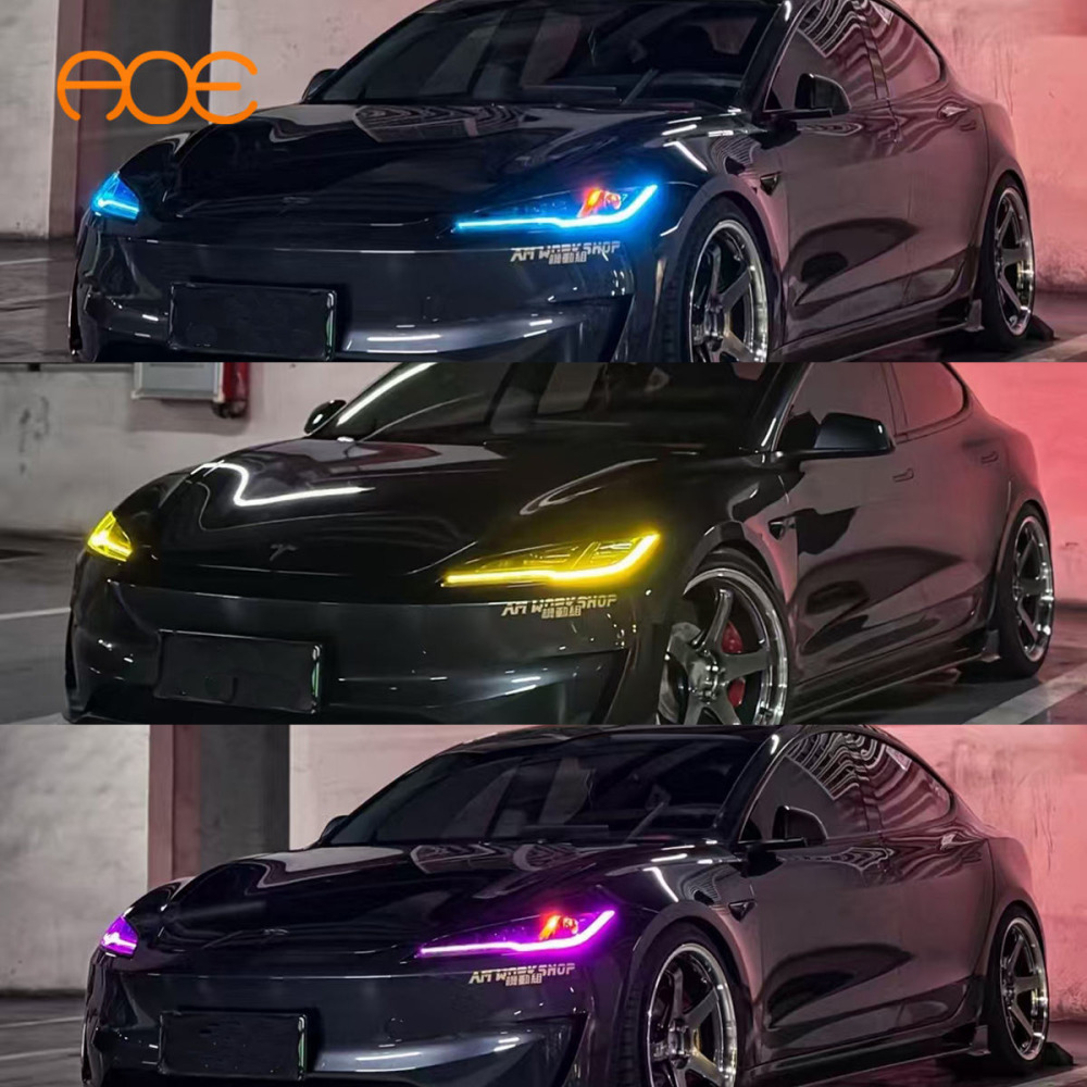 Tesla Model 3 2024-2025 Uzaktan Kumandalı Renk Değiştiren RGBW LED Gündüz Farları