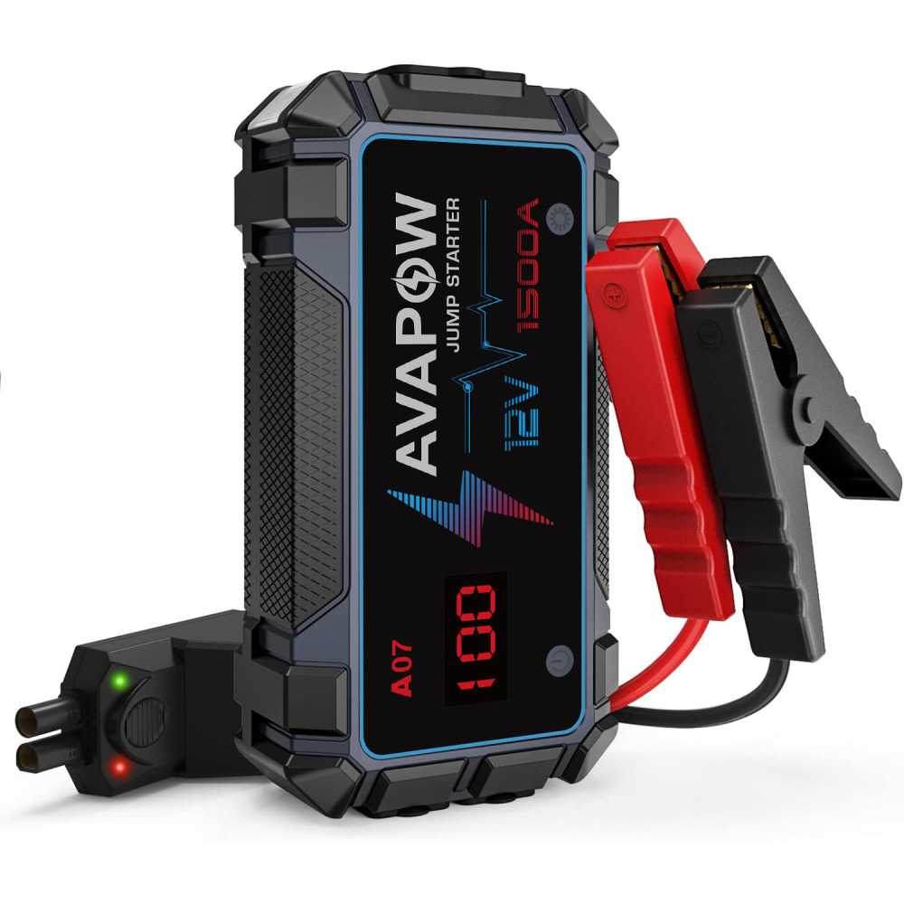 AVAPOW A07 Ultra-Kompakt Araç 12V Akü Takviye Cihazı Zorla Çalıştırma İşlevli (Bitmiş Aküyü Çalıştıran) (Force Start) Özellikli Acil Durum Kiti Jump Starter Enerji Şarj İstasyonu Güç Kaynağı Power Bank 8000mAh