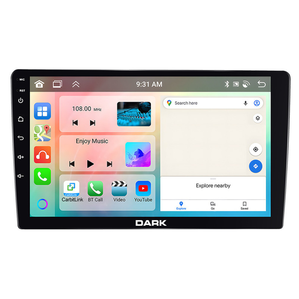Dark 10 IPS Android 13 4+64GB 2DIN Carplay Android Auto GPS Destekli Geri Görüş Kameralı Universal Araç Multimedya