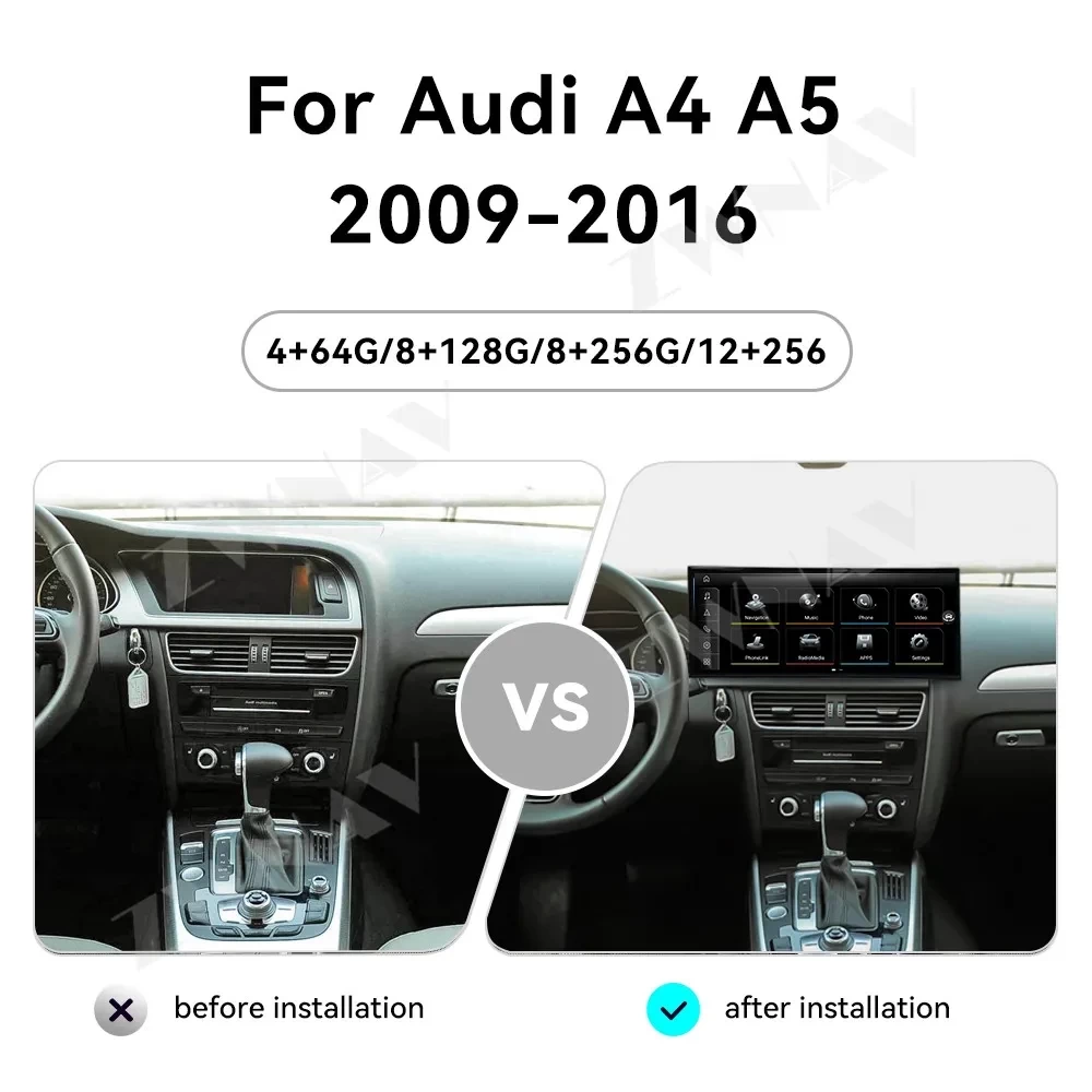 Audi A4 / A4L / A5 (2009-2016) Android 13.0 Ultra Geniş 15.8 inç Multimedya Sistemi