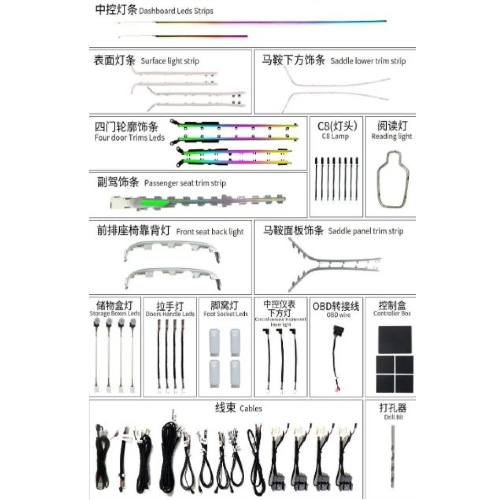 Audi A6L Araç içi Ambiyans RGB Led Aydınlatma 2019 2020 2021 2022 2023 2024