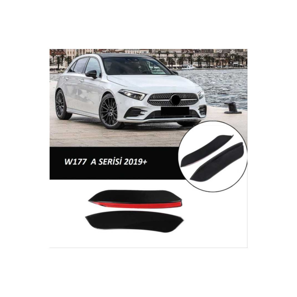  W177 A SERISI 2019+ IÇIN ÖN TAMPON YAN BIÇAKLARI - 2 PARÇA -  PIANO BLACK