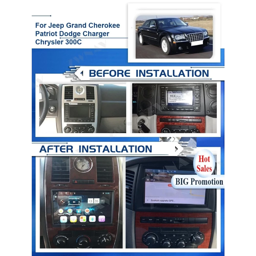 Jeep Grand Cherokee Patriot Dodge Charger Chrysler 300C Android Multimedya Ekran Navigasyon Sistemi