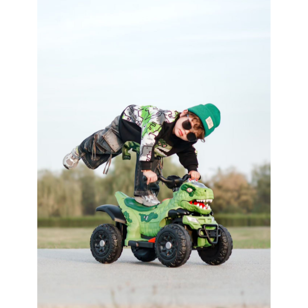 12V Jurassic Dino-ATV Dinozor Figürlü Özel Tasarım Işıklı Sesli 2.4G Ebeveyn Uzaktan Kumandalı Macera Quad