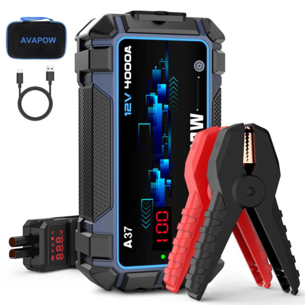 AVAPOW A37 Taşınabilir Profesyonel 12V Araç Takviye Cihazı Acil Durum Kiti Jump Starter Yüksek Kapasiteli Hızlı Şarj Enerji Dijital Enerji Güç İstasyonu Power Bank 20000mAh