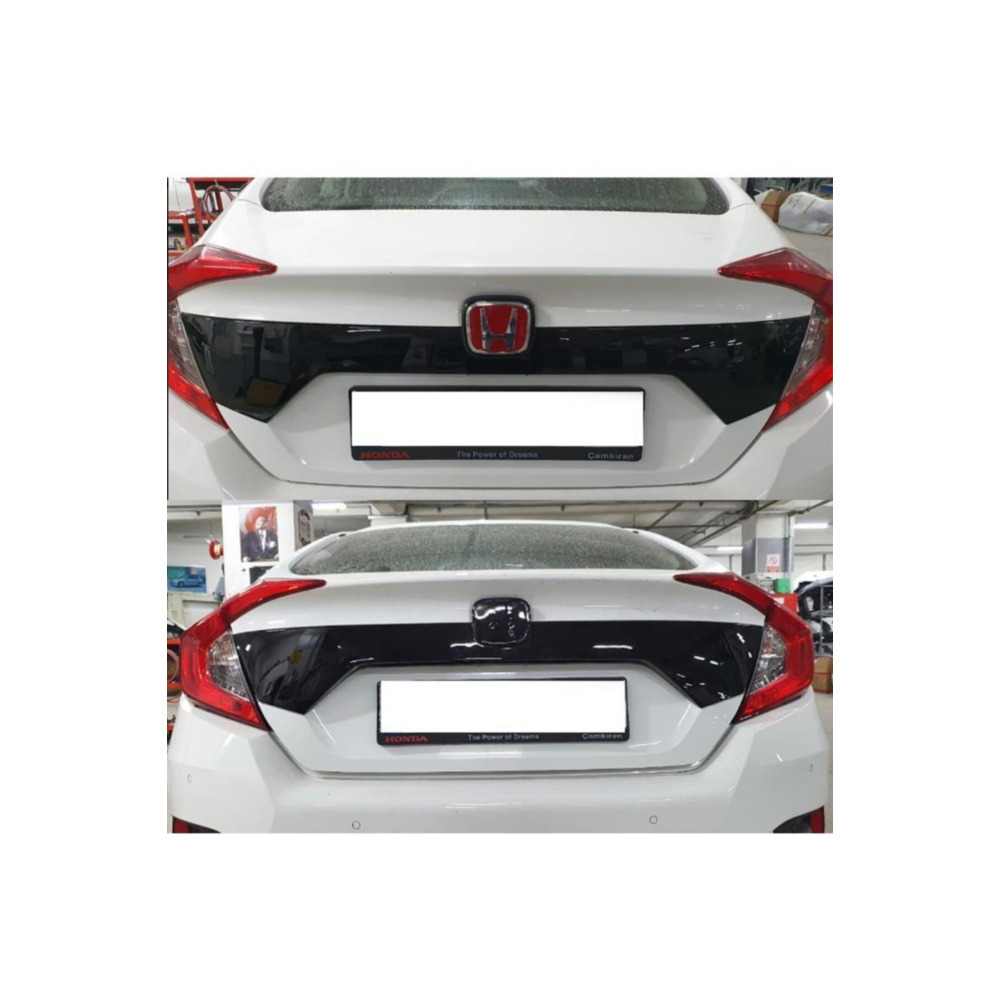 Honda Civic İçin Uyumlu FC5 Bagaj Kaplama Plaka Üst Kaplaması Piano Black 2016-2020