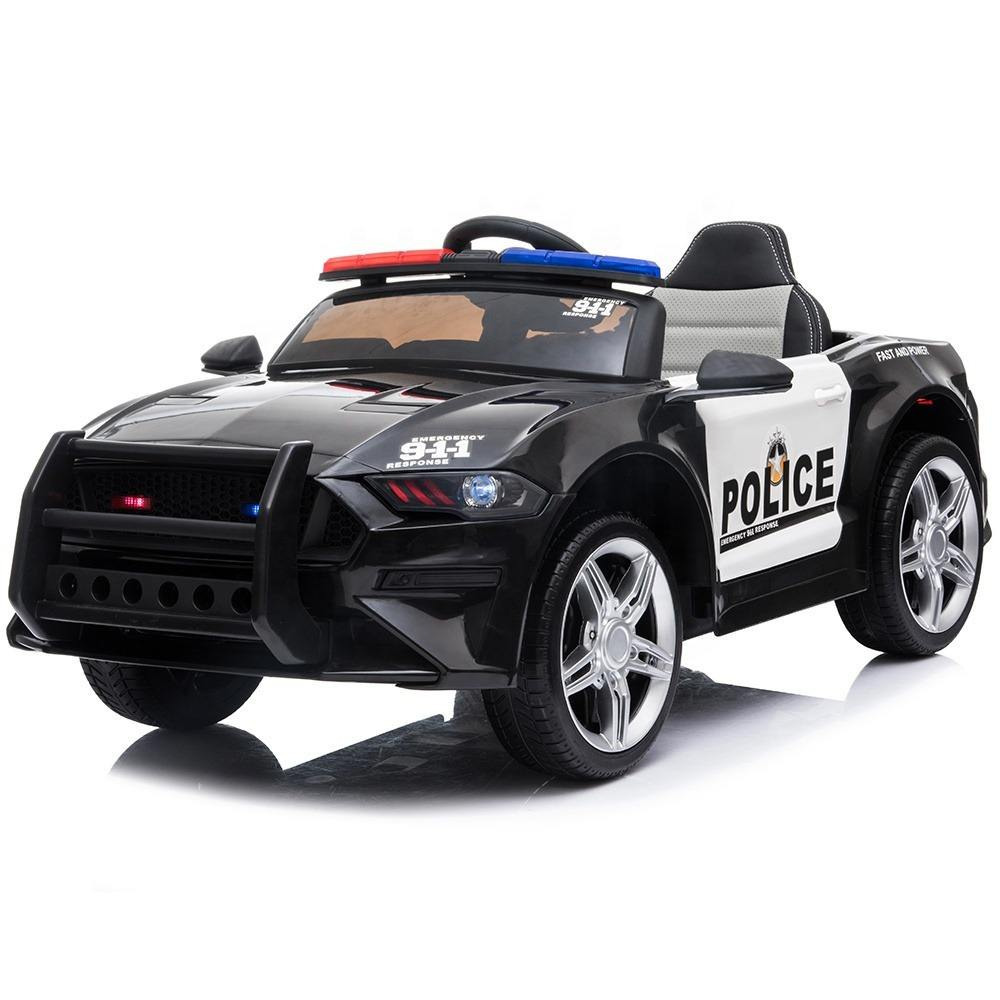 12V Licensed Ford Mustang GT Police Edition - Orijinal Lisanslı, Işıklı Siren ve Telsizli, Eva Tekerlekli, Deri Koltuklu ve Uzaktan Kumandalı Akülü Polis Spor Arabası