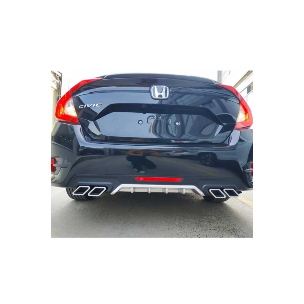 Honda Civic İçin Uyumlu FC5 Difüzör Kare Egzoz Silver 2016-2020