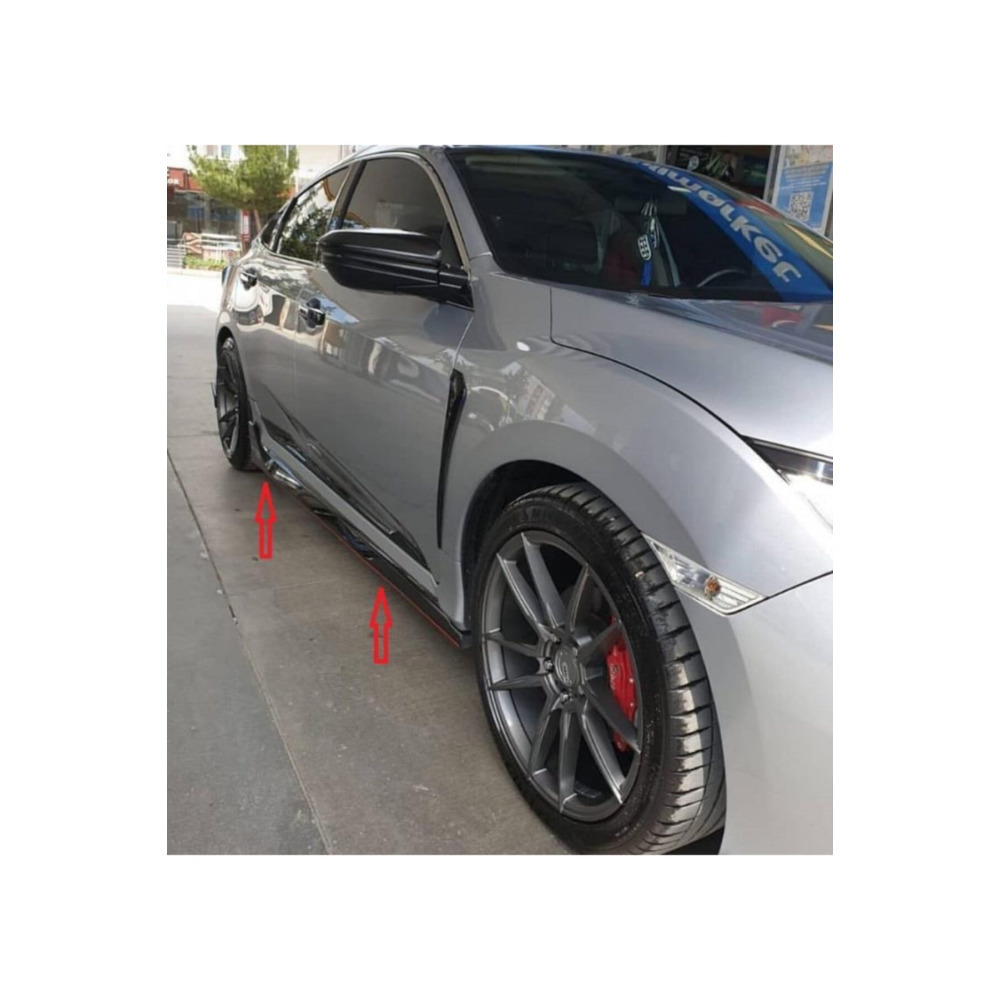 Honda Civic Için Uyumlu Fc5 Type R Marşpiyel Piano Black Boyalı